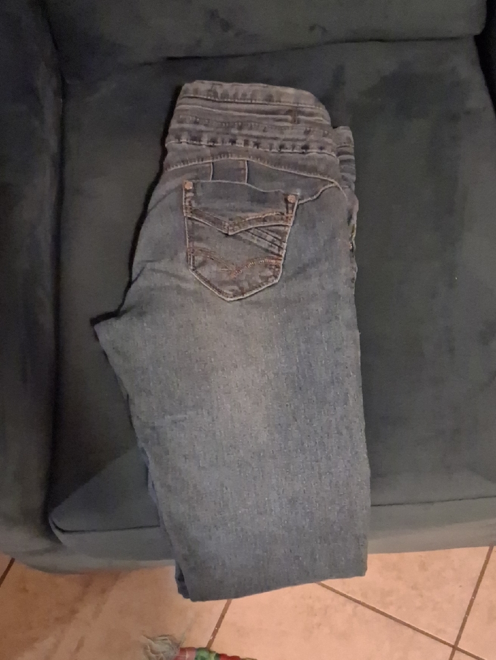 Classic Blue Denim Jeans with Back Patch Pocket